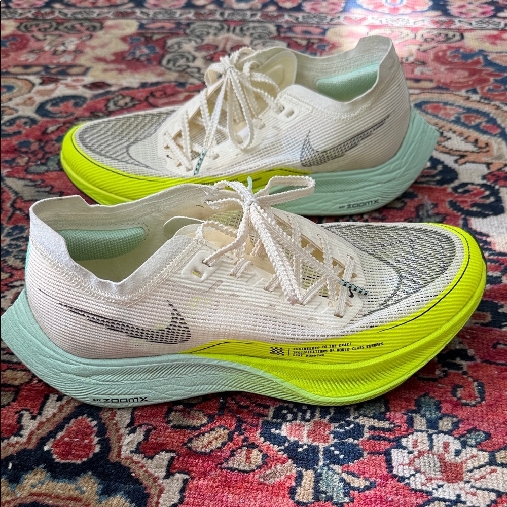 Nike Women's Cream Running Shoes with Neon Yellow & Mint -ZoomX Vaporfly 8 Women